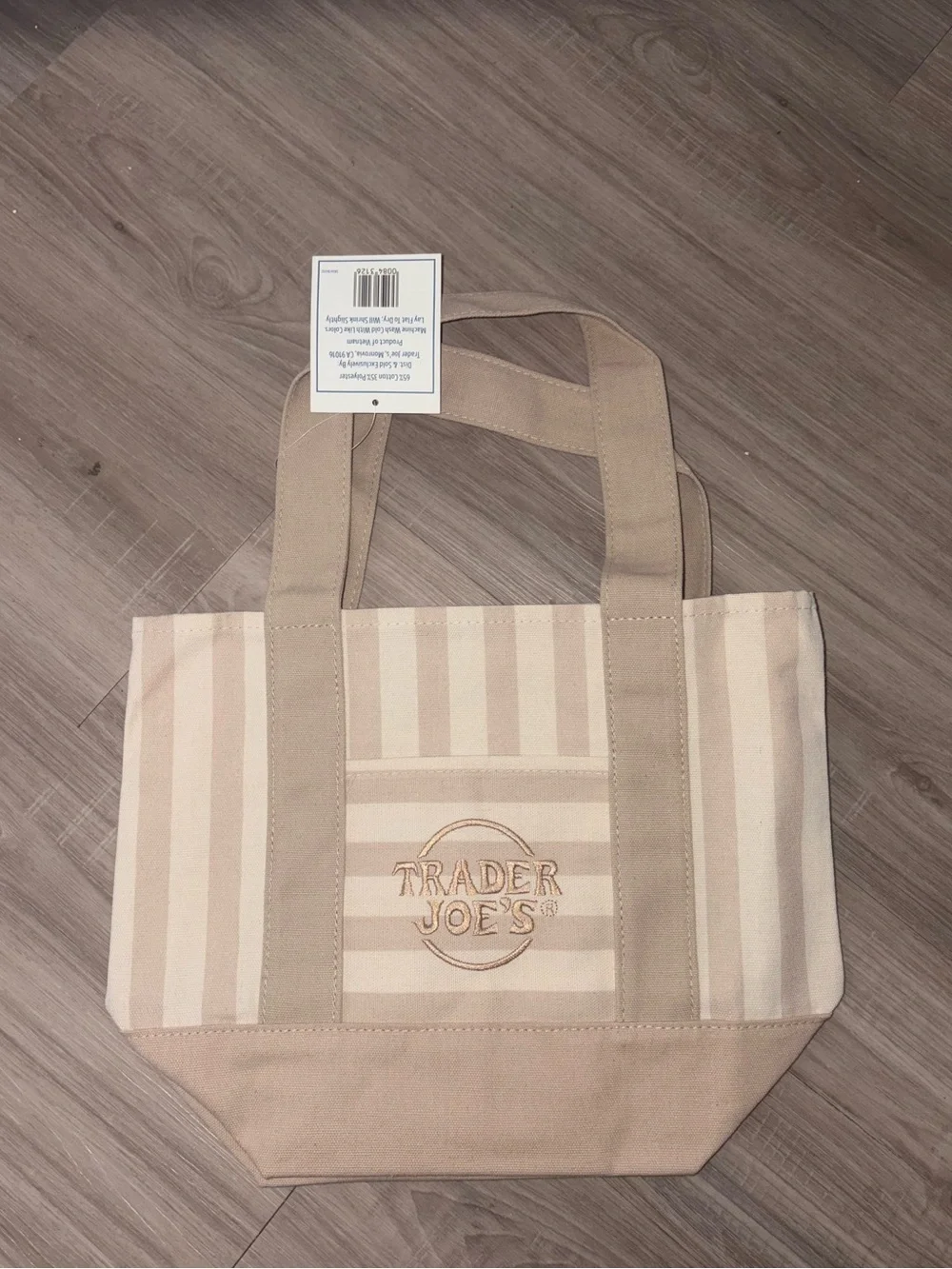 Trader Joe’s Striped Mini Canvas Tote Beige